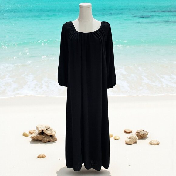 Free People FP Beach Black Maxi Dress Cottagecore Boho Coastal Prairie Soft SZ S - Picture 1 of 10